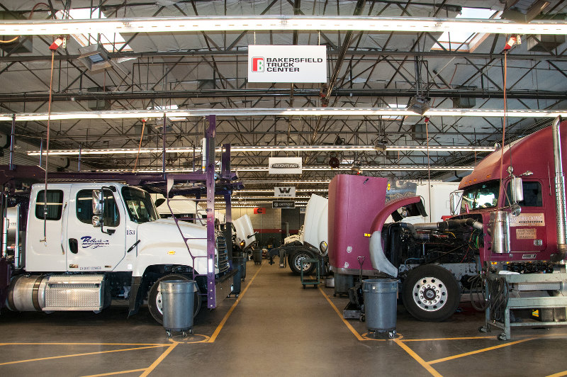 A look inside the service shop at Bakersfield Truck Center